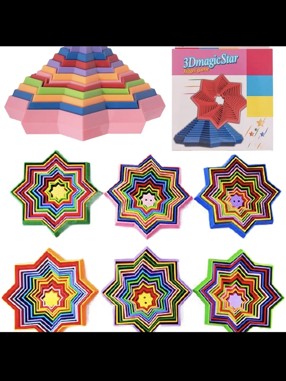 3D Magic Star Rainbow Fidget Toy - Multicolor